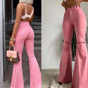 Pink stretchy Denim jeans Fashionova